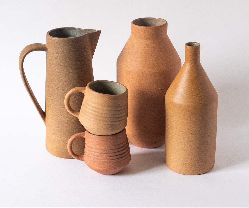 Handcrafted Egeo Vase made from local clays with natural earth tones and interior glaze.