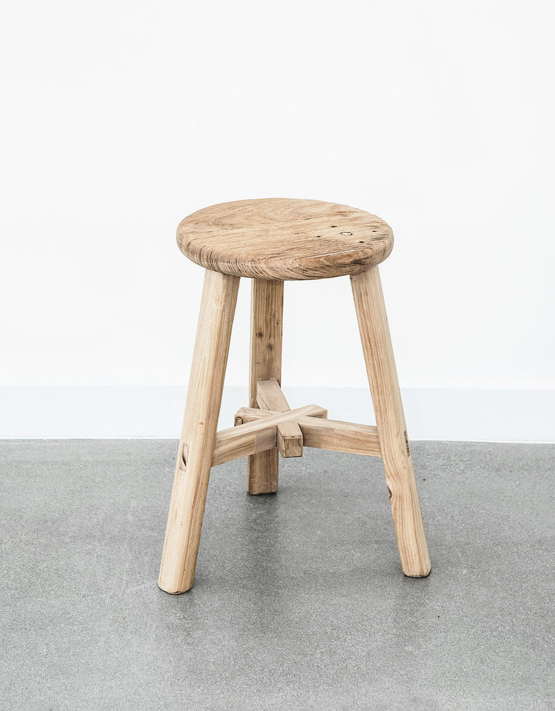 Vintage Elmwood Stool - Saffron + Poe