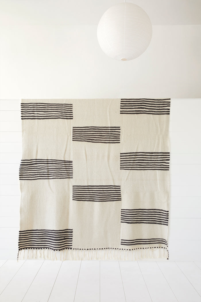 Front view of No. 47 - Moroccan Flat Weave Kilim Rug against a white background. - Saffron and Poe
